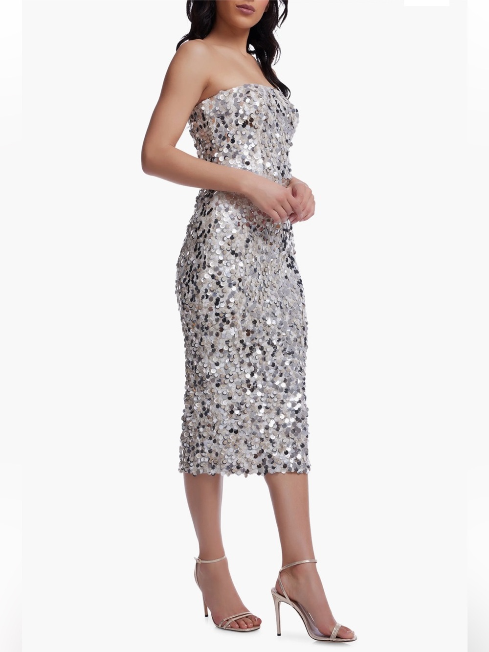 Viviana Sequin Strapless Sheath Cocktail Dress - Picture 3 of 7